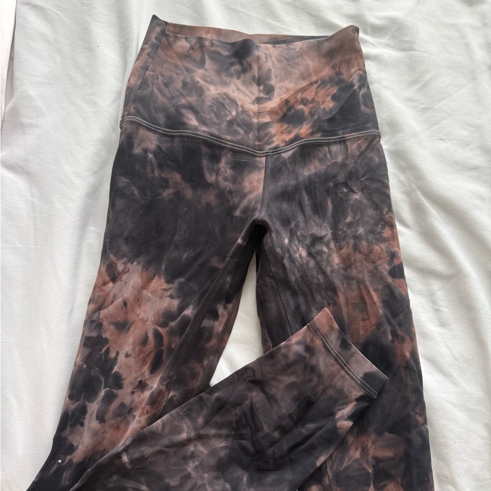 lululemon athletica Black and Brown Tie-Dye Leggings